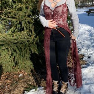 Free people floral burgundy teddy